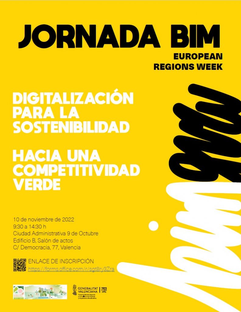Folleto de la jornada BIM donde aparece el título: "Digitalización para la sostenibilidad hacia una competitividad verde"